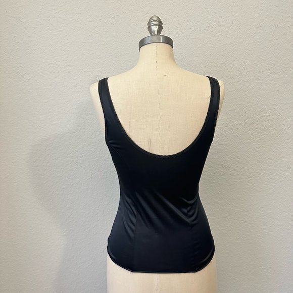 Vintage 70s VASSARETTE Underneath-It-All Black V-Neck Chemise Slip Lace - Picture 4 of 7